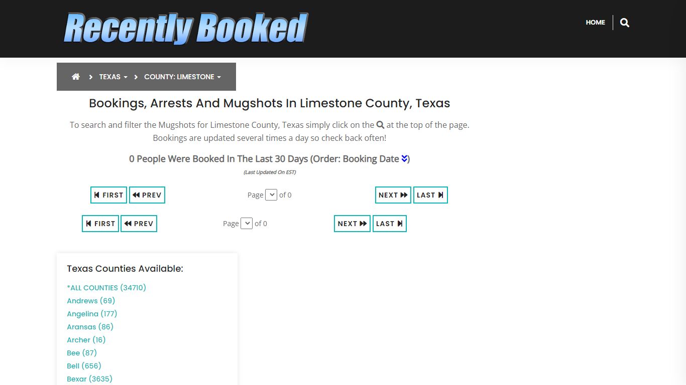Bookings, Arrests and Mugshots in Limestone County, Texas - Recently Booked